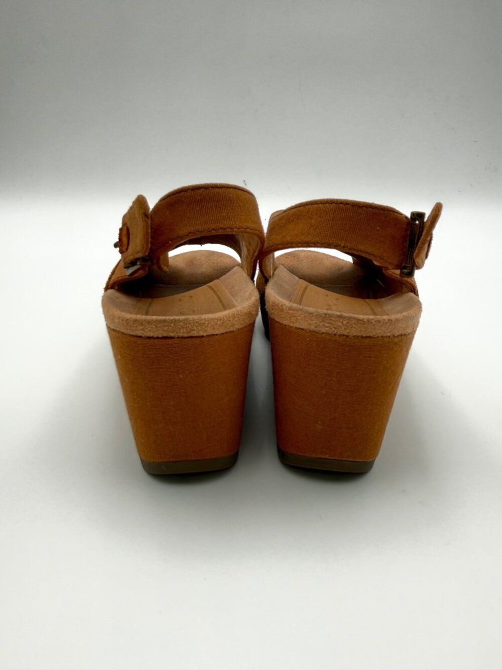 Vionic Women’s Trixie Brown Suede Peep-Toe Wedge  Adjustable Slingback Strap 8 - Picture 4 of 8